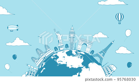 Overseas travel / vacation image banner / world famous buildings (ruins, buildings, world heritage) / character space 95768030