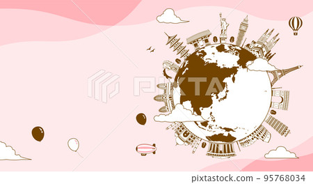 Overseas travel / vacation image banner / world famous buildings (ruins, buildings, world heritage) / character space 95768034