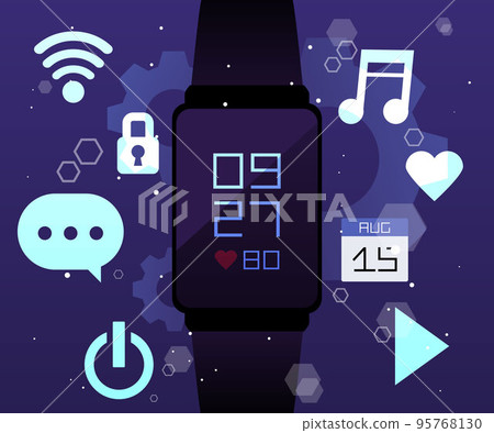 Smartwatch infographics, flat vector illustration. 95768130