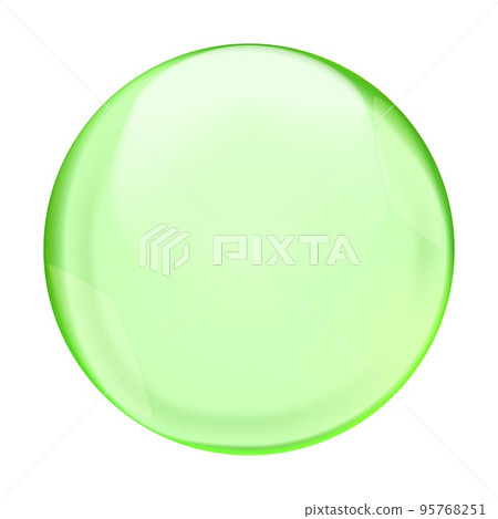 Green transparent bubble or round drop isolated on white background 95768251