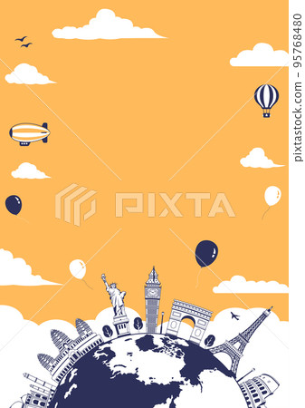 Overseas travel / vacation image illustration (A4 vertical poster) / World famous buildings (World Heritage) 95768480