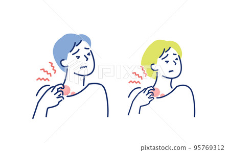 Men and women suffering from rash (contact dermatitis) Men and women suffering from rash (contact dermatitis) 95769312