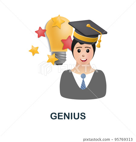 Genius icon. 3d illustration from human productivity collection. Creative Genius 3d icon for web design, templates, infographics and more 95769313