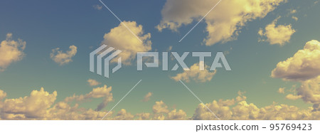 Vintage blue sky with white clouds in grunge style. 95769423