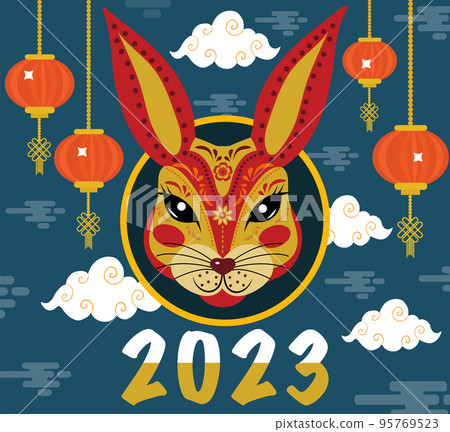 Happy chinese new year 2023 year of the rabbit zodiac sign. Translation : Happy new year 95769523