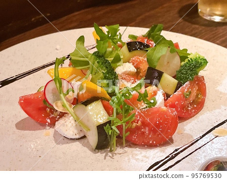 番茄和夏季蔬菜沙拉意大利沙拉 95769530