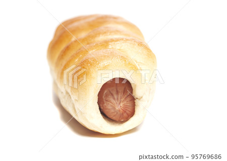 Delicious hot dog, sausage in dough, isolated on white background 95769686