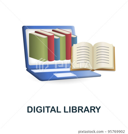 Digital Library icon. 3d illustration from e-learning collection. Creative Digital Library 3d icon for web design, templates, infographics and more Digital Library icon. 3d illustration from e-learning collection. Creative Digital Library 3d icon for web design, templates, infographics and more 95769902