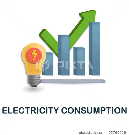 Electricity Consumption icon. 3d illustration from ecology and energy collection. Creative Electricity Consumption 3d icon for web design, templates, infographics and more 95769926