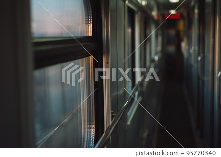 Empty compartment corridor of train carriage Empty compartment corridor of train carriage 95770340