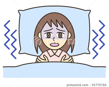 一個因寒冷而無法入睡的年輕女子 一個因寒冷而無法入睡的年輕女子 95770788