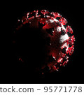Corona virus COVID 19 cell bacteria isolated on black background 95771778