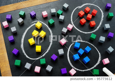 Customer segmentation models concept. Segments with colorful cubes. 95773612