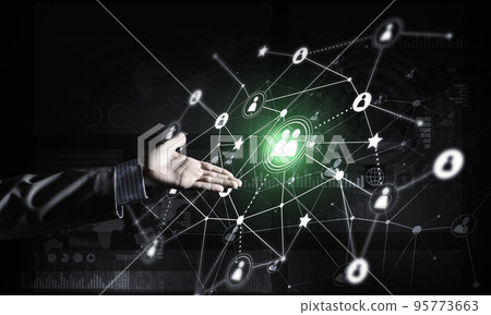 Presenting modern wireless technologies as means of communucation and networking on dark background Presenting modern wireless technologies as means of communucation and networking on dark background 95773663