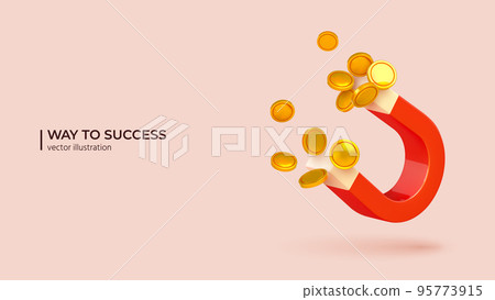 3D Cartoon Poster - Start Earn Money Motivation. Vector illustration 3D Cartoon Poster - Start Earn Money Motivation. Vector illustration 95773915