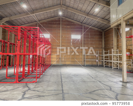 Warehouse with empty storage racks 95773958
