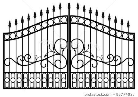 wrought iron entry gate illustration 95774053