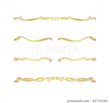 Gorgeous and beautiful gold gradation decorative line set with curved motif Gorgeous and beautiful gold gradation decorative line set with curved motif 95774199