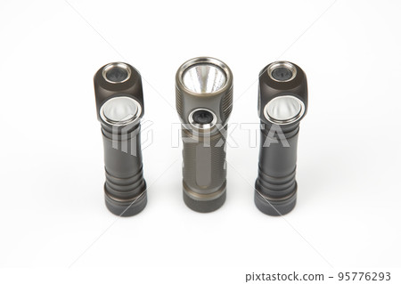 different lanterns flashlight on a white background. item for camping and household life. different lanterns flashlight on a white background. item for camping and household life. 95776293
