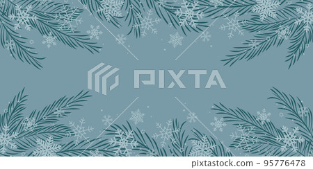 christmas winter background landscape fir branches border with snowfall 95776478