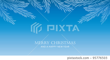 christmas winter background landscape fir branches border 95776503