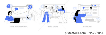 Media content campaign abstract concept vector illustrations. 95777051