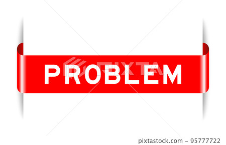Red color inserted label banner with word problem on white background 95777722