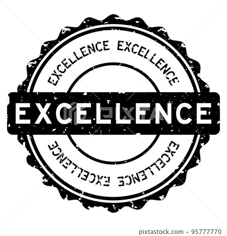 Grunge black excellence word round rubber seal stamp on white background 95777770