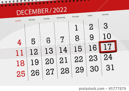 Calendar 2022, deadline, day, month, page, organizer, date, december, saturday, number 17 95777879