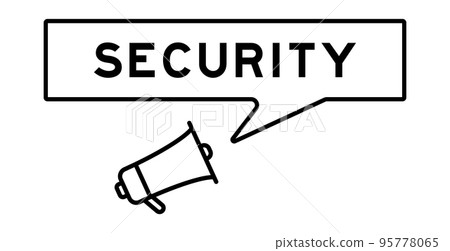 Megaphone icon with speech bubble in word security on white background 95778065