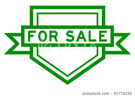 Vintage pentagon label banner with word for sale in green color on white background Vintage pentagon label banner with word for sale in green color on white background 95778290
