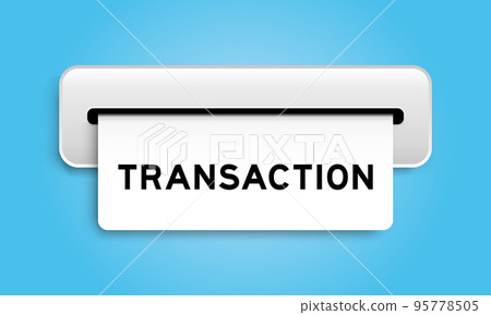 White coupon banner with word transaction from machine on blue color background 95778505