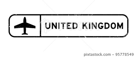 Grunge black united kingdom word with plane icon square rubber seal stamp on white background Grunge black united kingdom word with plane icon square rubber seal stamp on white background 95778549