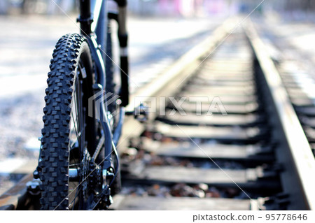 bike stands on a railway bike stands on a railway 95778646