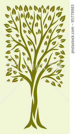 Spring or summer tree with green leaves. Natural illustration. 95778983