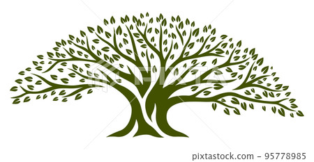 Spring or summer tree with green leaves. Natural illustration. 95778985