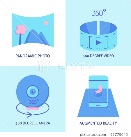 Virtual reality icon set in flat style Virtual reality icon set in flat style 95779043