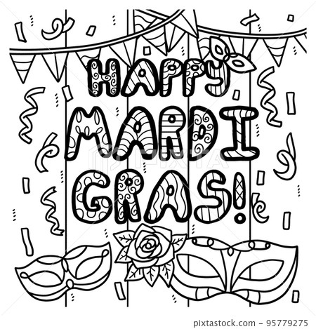 Happy Mardi Gras Coloring Page for Kids Happy Mardi Gras Coloring Page for Kids 95779275