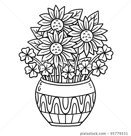 Saint Patricks Day Sun Flower Isolated Coloring Saint Patricks Day Sun Flower Isolated Coloring 95779331