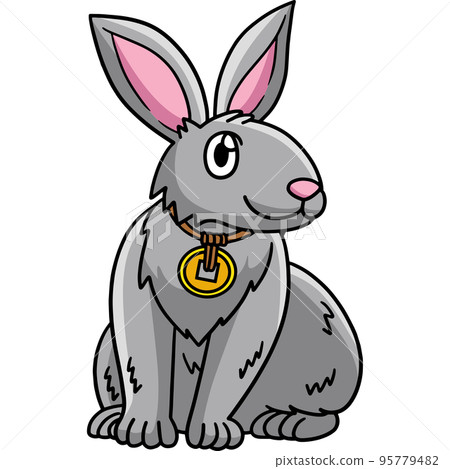 Happy Rabbit Cartoon Colored Clipart Illustration 95779482
