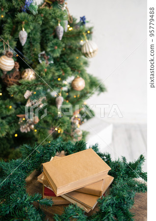 Book at the chtistmas tree 95779488