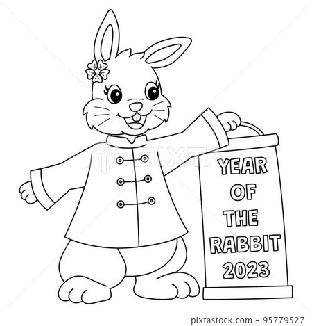Rabbit Holding Chinese Lantern Isolated Coloring Rabbit Holding Chinese Lantern Isolated Coloring 95779527