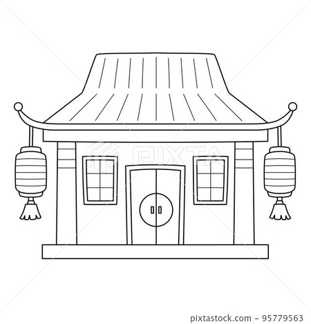 Chinese Temple Isolated Coloring Page for Kids Chinese Temple Isolated Coloring Page for Kids 95779563