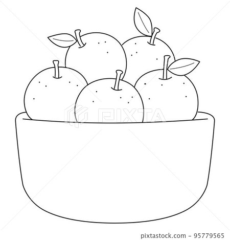 Bowl Of Mandarin Orange Isolated Coloring Page 95779565