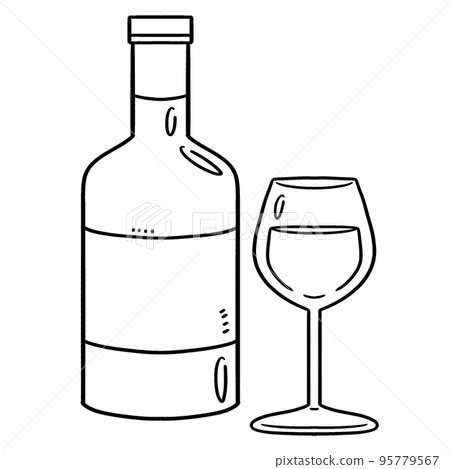 Glass And Wine Isolated Coloring Page for Kids Glass And Wine Isolated Coloring Page for Kids 95779567