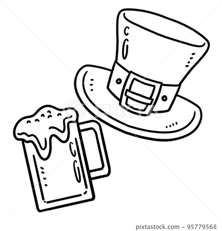 Saint Patricks Leprechaun Hat and Beer Isolated Saint Patricks Leprechaun Hat and Beer Isolated 95779568