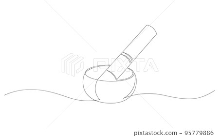 Continuous line drawing of singing bowl. Vector illustration. 95779886