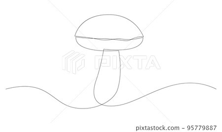 Continuous line drawing of mushroom. Vector illustration. 95779887