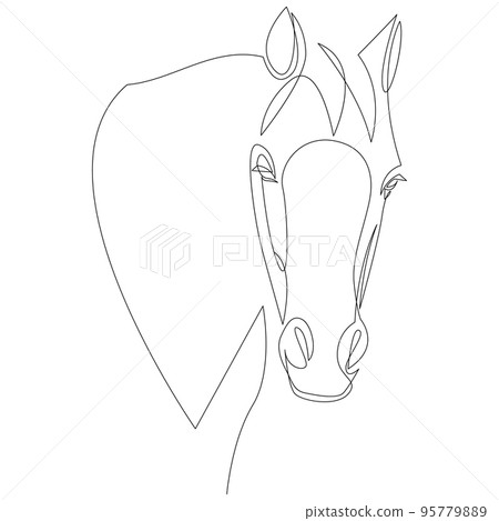 Horse head continuous one line drawing. Vector illustration. 95779889