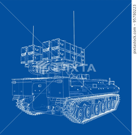 Military track missle system. Vector 95780223